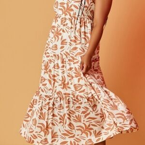 Plus Size Satin Tropical Floral Maxi Dress